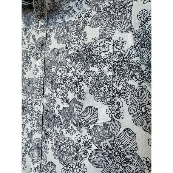 ORIGINAL PENGUIN Black & White Floral Slim-Fit Short-Sleeve Button Down - Picture 2 of 6